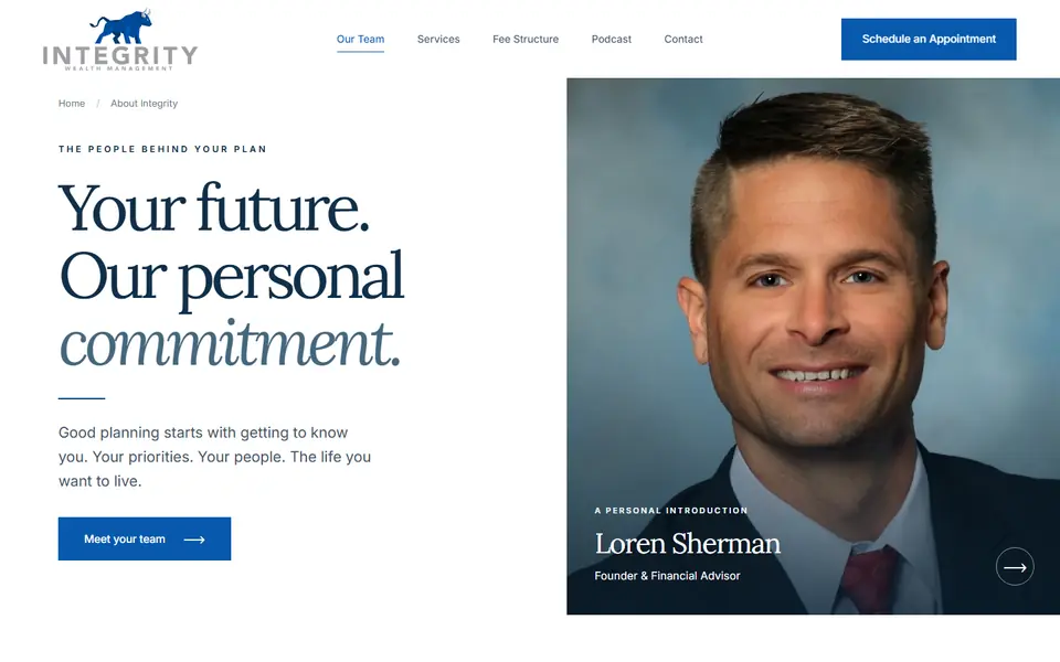 Our Team on your new site, first screen