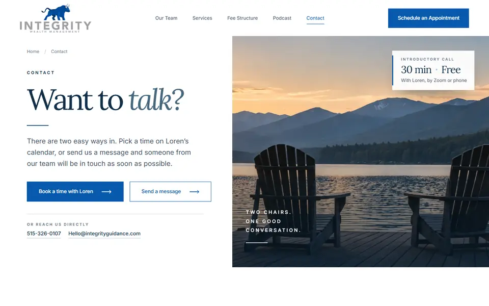 Contact on your new site, first screen
