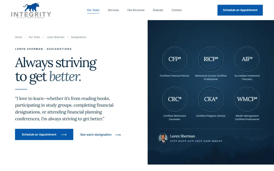 Designations on your new site, first screen