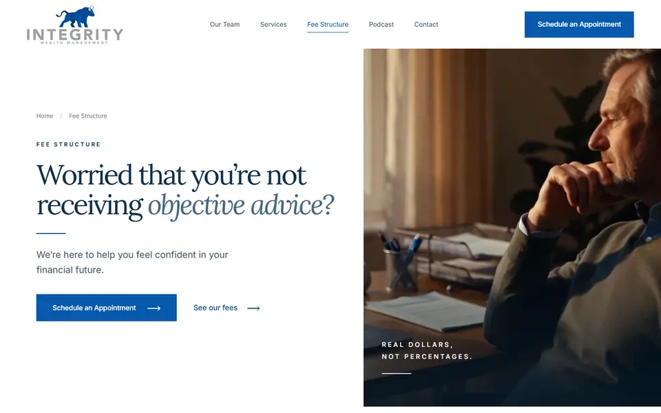 Fee Structure on your new site, first screen