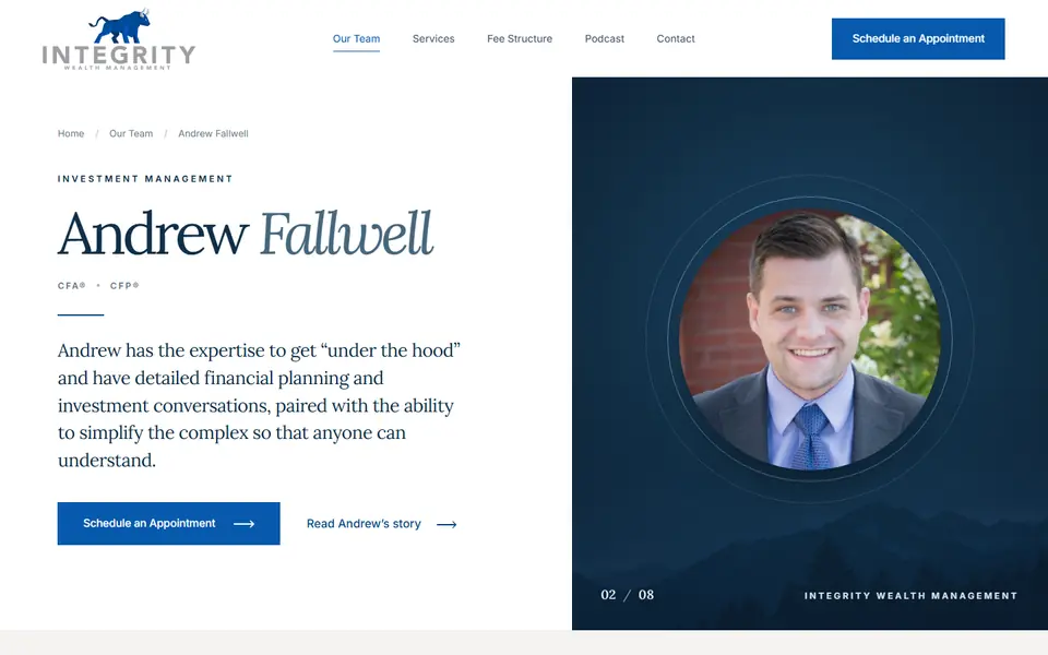 Andrew Fallwell on your new site, first screen