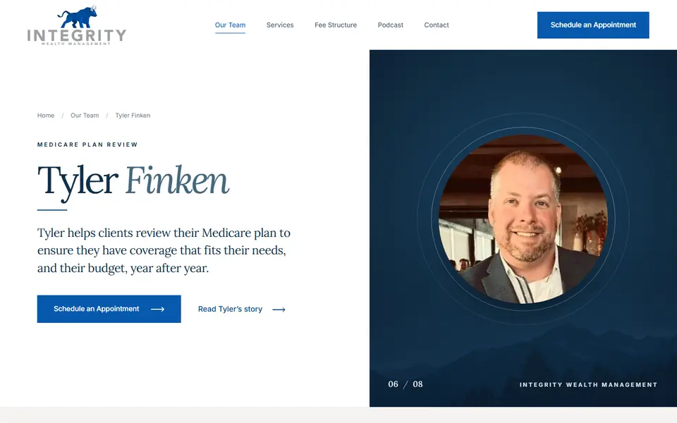 Tyler Finken on your new site, first screen