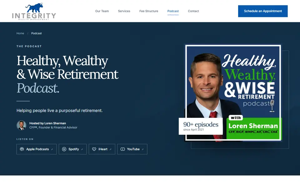 Podcast on your new site, first screen