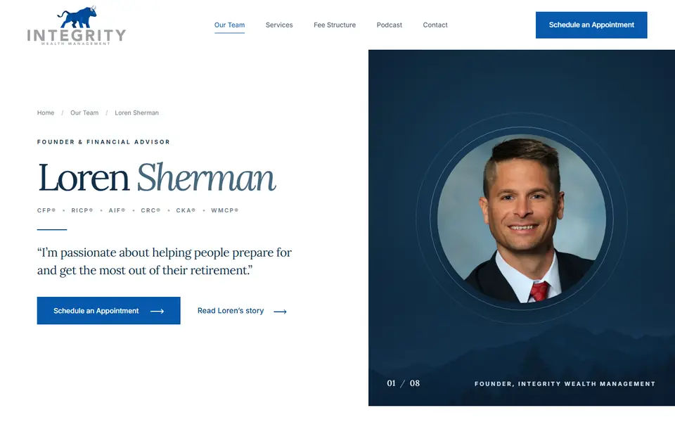 Loren’s biography on your new site, first screen
