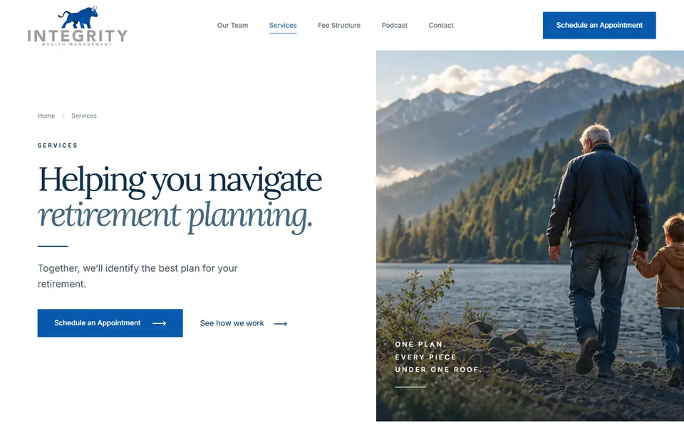 Services on your new site, first screen