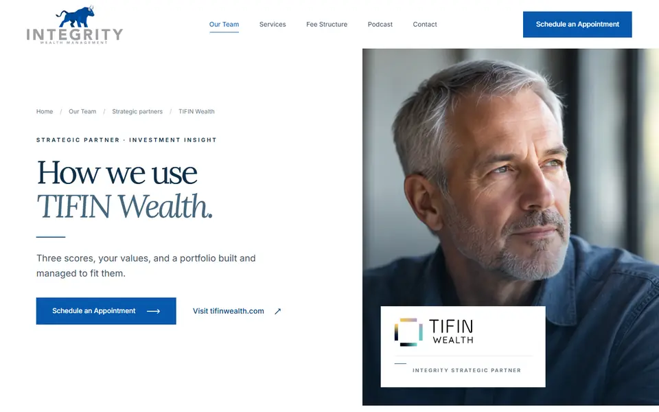 TIFIN Wealth on your new site, first screen