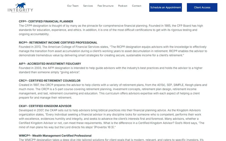 Designations on your current site, first screen