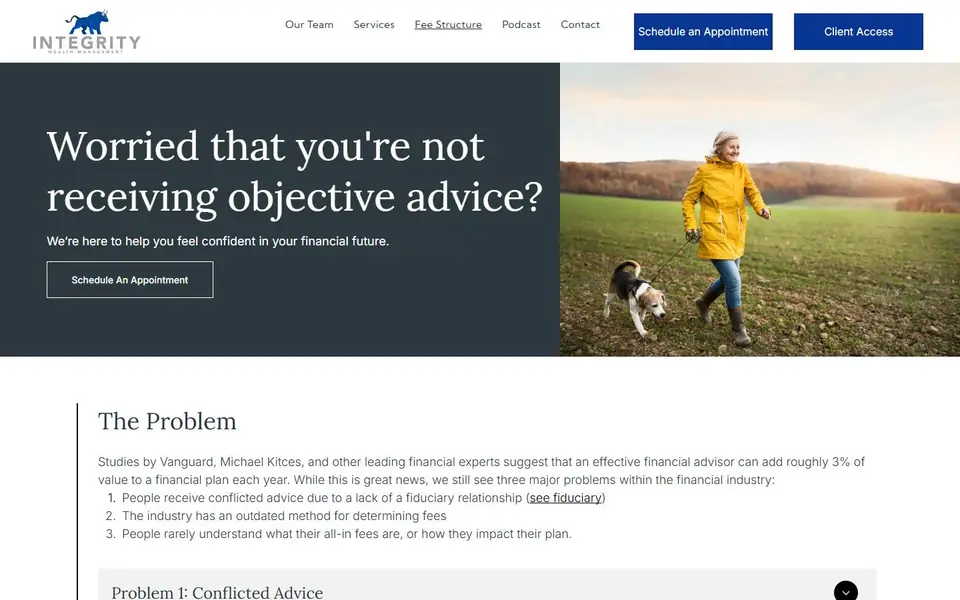Fee Structure on your current site, first screen