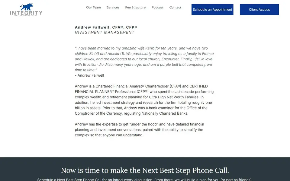 Andrew Fallwell on your current site, first screen