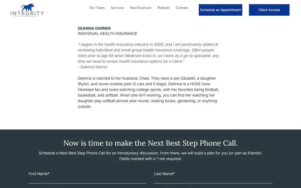 DeAnna Garner on your current site, first screen