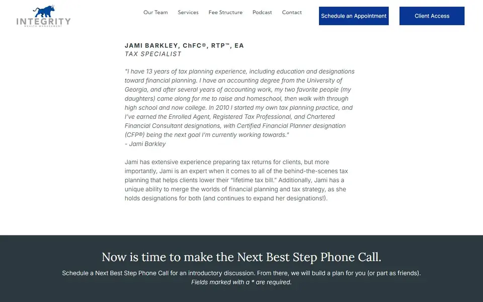 Jami Barkley on your current site, first screen