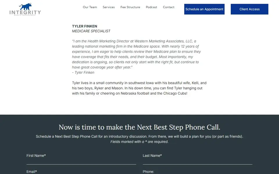 Tyler Finken on your current site, first screen