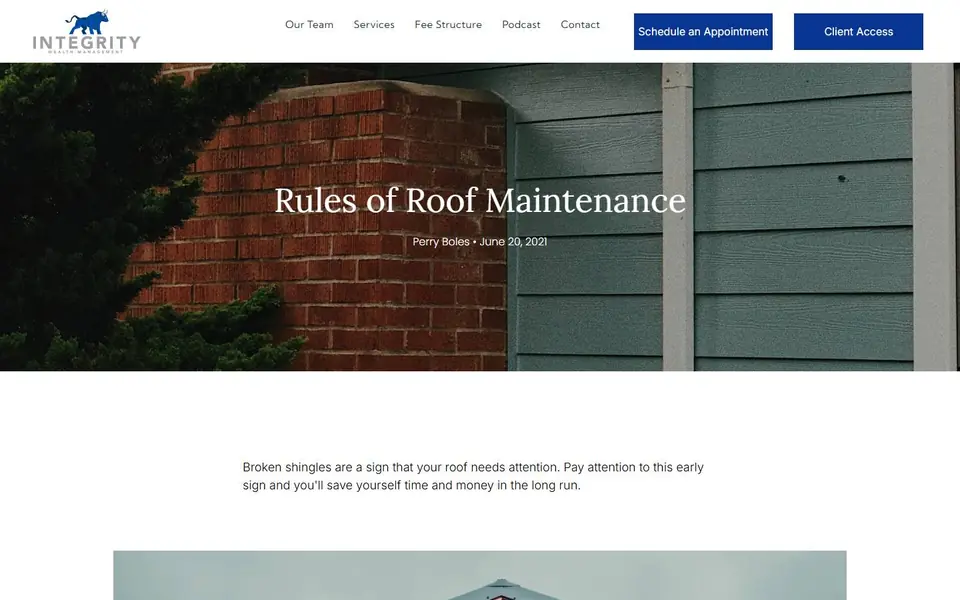 Rules of Roof Maintenance on your current site, first screen