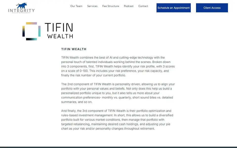 TIFIN Wealth on your current site, first screen